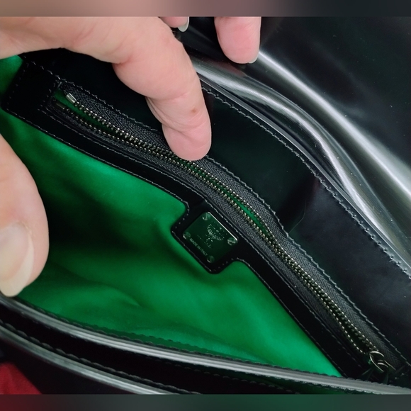 MCM Spiked Clutch Black And Neon Yellow - Picture 11 of 14